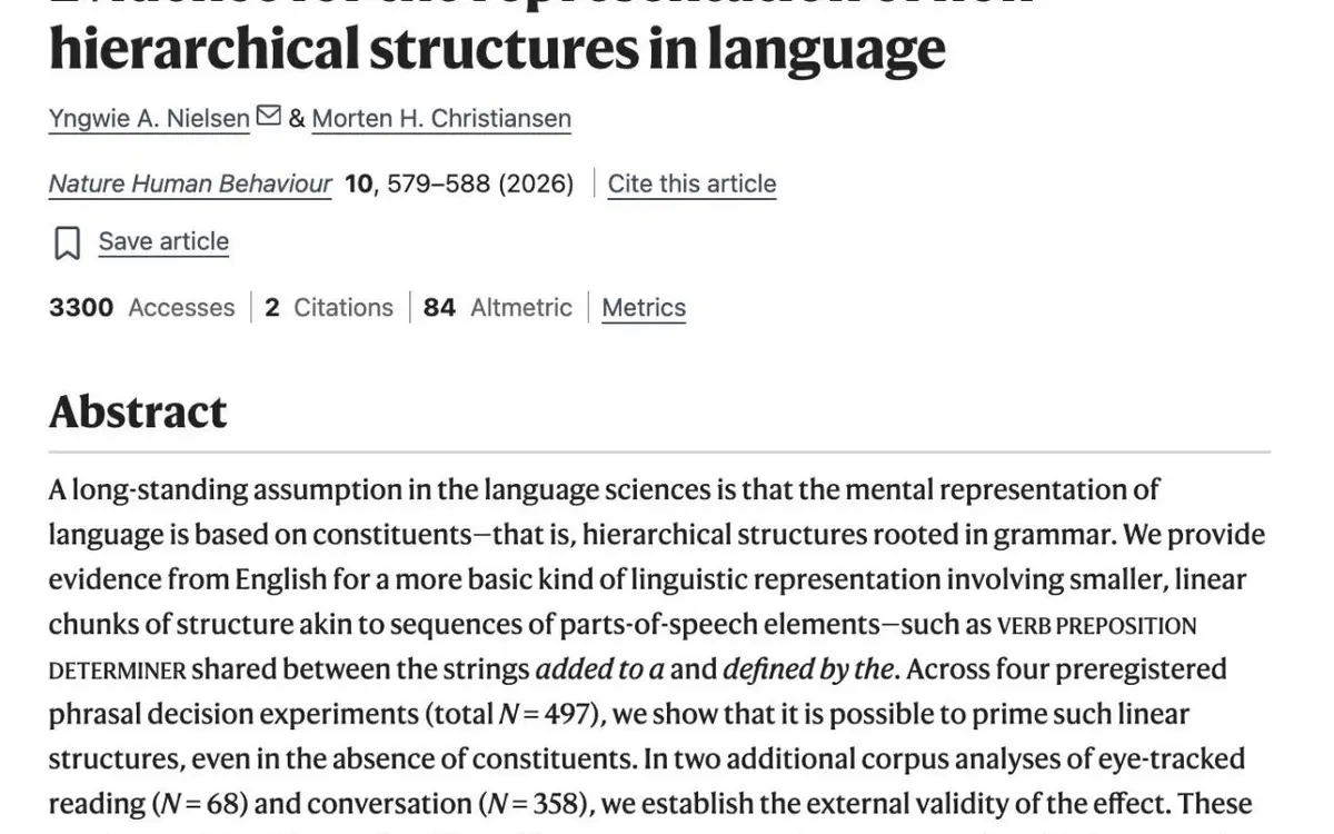 Your brain may store language as flat chunks, not just grammar trees