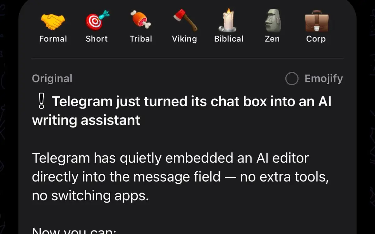 Grok Now Lives Inside Telegram's Compose Field